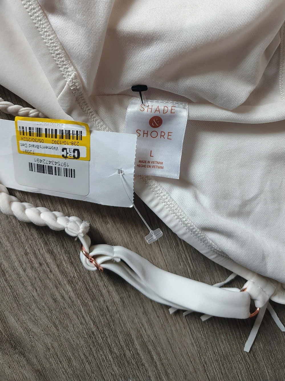 Shade & Shore Braided One Piece Swimsuit Built-In Bra High Leg Belted Size L NWT
